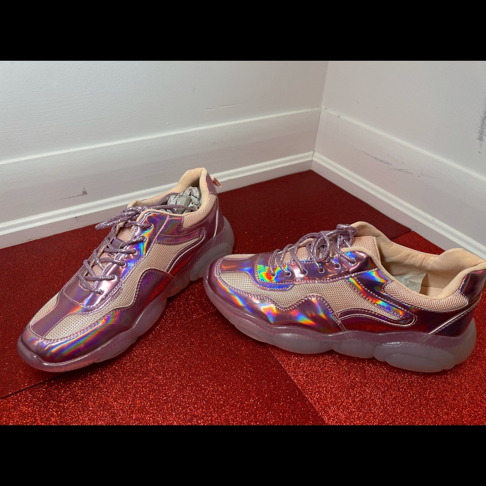 Pink rainbow Sneakers size 9 Us And kids 7